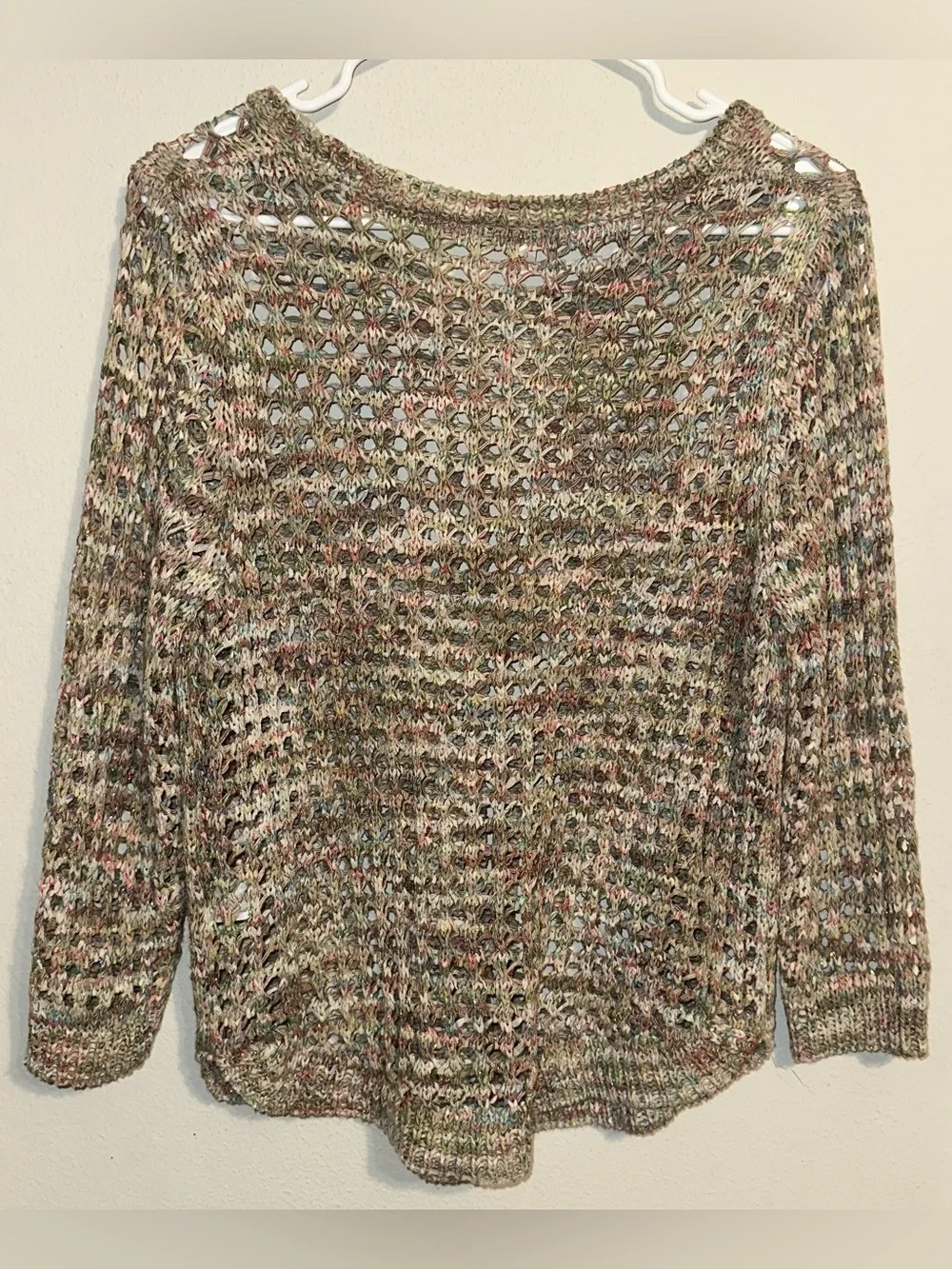 Westport Multicolor Knit Openwork Scoop Neck Sweater